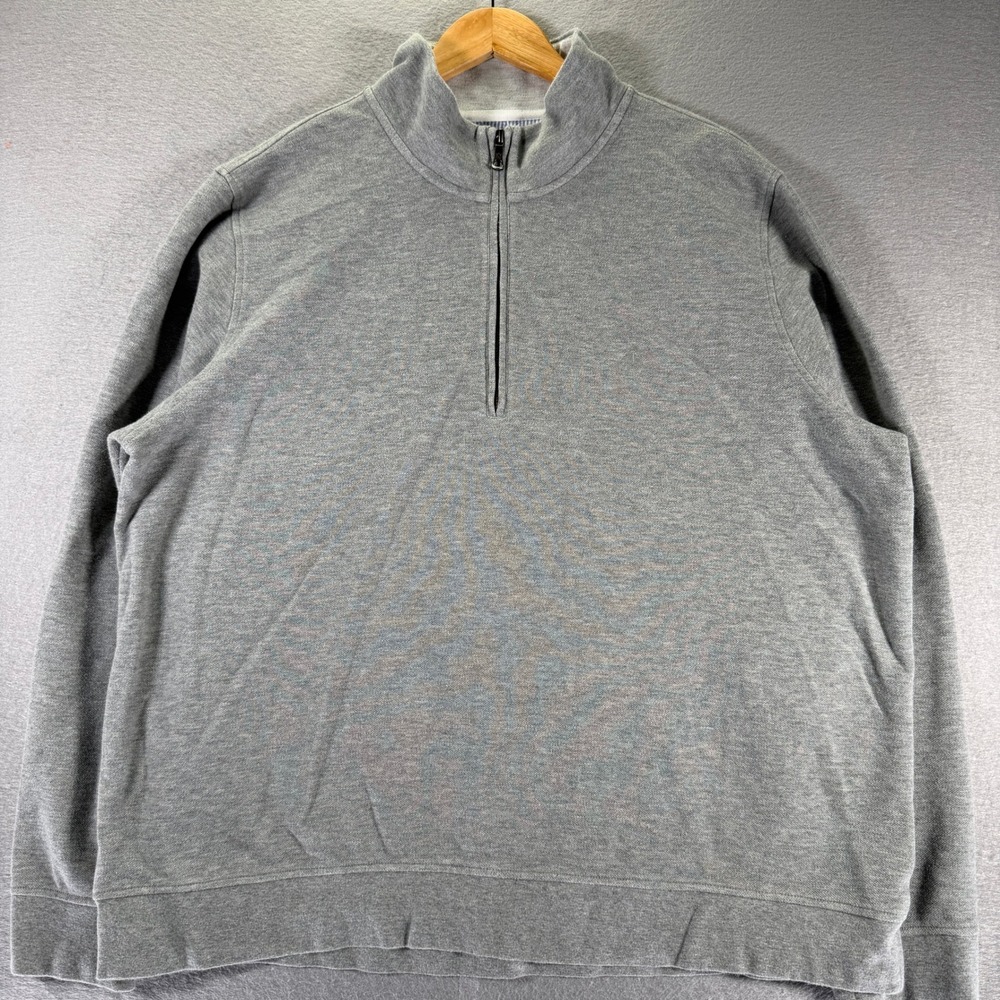 Brooks Brothers Mens XXL 1/4 Zip Pullover Sweatshirt Gray Long Sleeve Classic‎